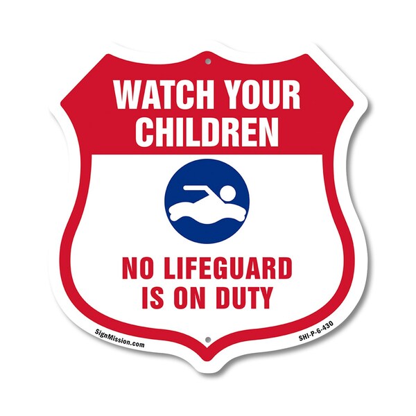 Signmission Pool Safety Shield Sign Attention Watch, 6 Inch X 6 Inch, Plastic Sign SHI-P-6-430 - main
