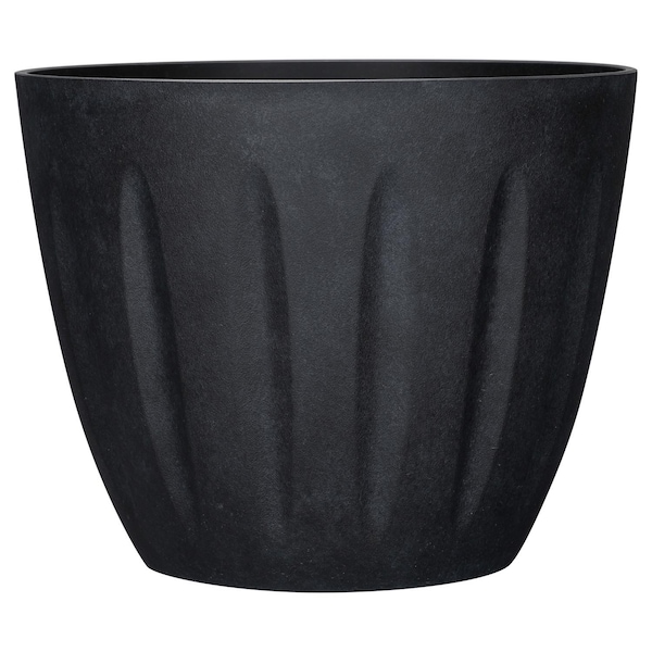 L&G 12.8 in. H X 16 in. W X 16 in. D X 16 in. D Polyresin Spritzer Planter Black PVI8016TKJ - main