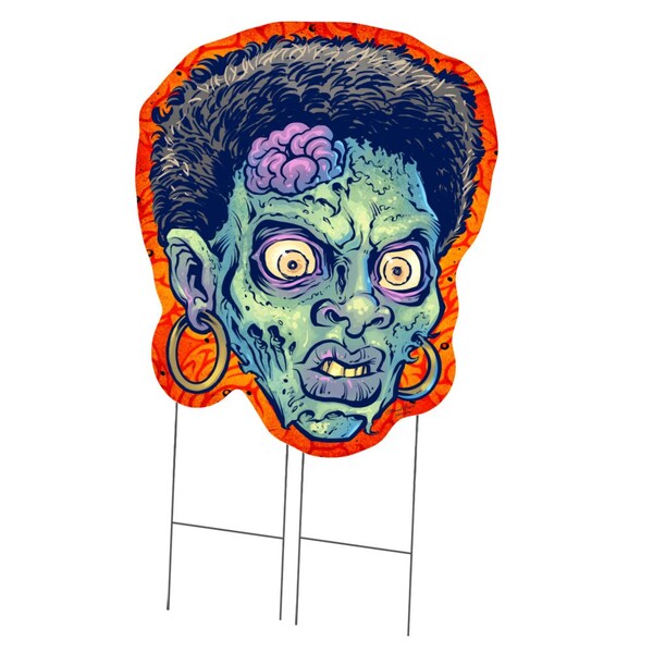 Signmission Zombie Woman Yard Sign with Stake, Scary Halloween Trick or Treat Decoration C-DC-36-Zombie Woman - main