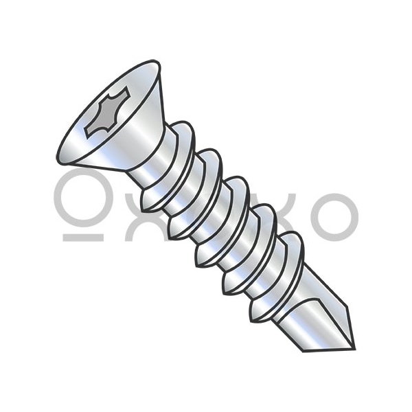Oxoxo 8-18X3/4 Phillips Flat Self Drilling Screw Full Thread With A #6 Head Zinc and Bake, 5000PK 556477 - main
