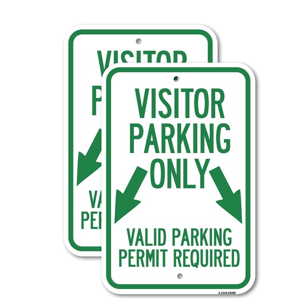 Signmission Parking Area Sign Visitors Parking Only Valid Parking P, 12'' X 18'', Heavy Gauge Aluminum, 2PK A-1218-2PACK-23469 - main