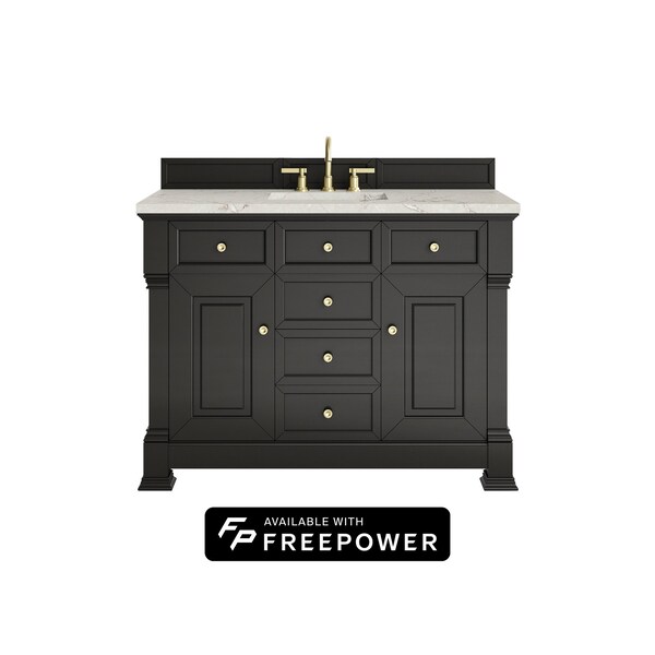 James Martin Vanities Brookfield 48 in. Single Vanity, Black Onyx w/ 3 CM Victorian Silver Silestone Top 547-V48-BKO-FVSL - main