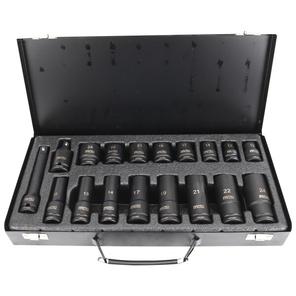 Multicomp Pro Impact Socket Set, 1/2in. Drive, Sockets/Universal Joint/Extension Bar/Case, 18 Pieces, 77AK2705 MP12-SS23159D - main
