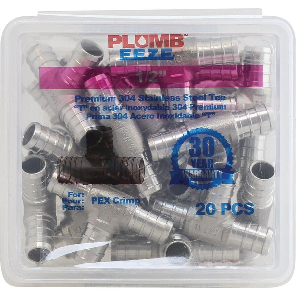Plumbeeze 1/2'' SS PEX Tee, 20PK PE-PS-T05-20 - main