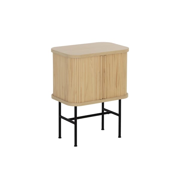 Homeroots 24" Natural Modern Sliding Door Nightstand 527615 - main