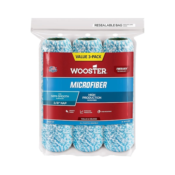 Wooster R527 9 in. Semi Smooth Micro Fiber with 0.37 in. NAP, 3PK 71497189158 - main