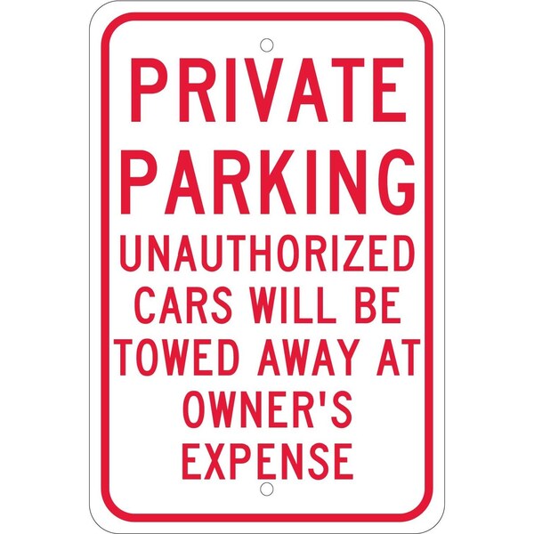 Nmc Private Parking Unauthorized Cars Will Be Towed Sign, TM58J TM58J - main