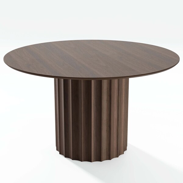 Homeroots 52" Brown Wood Pedestal Base Round Top Dining Table 720943 - main