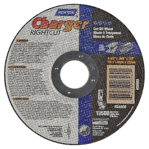 Norton Co CutOff Wheel, 412 in Dia, 0045 in Thick, 78 in Arbor, 36 Grit, Coarse 66252843208 - main