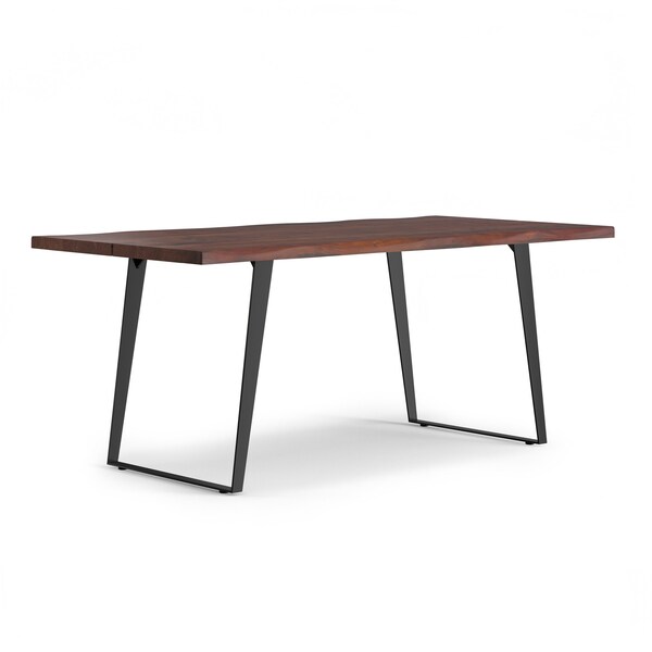 Homeroots 72" Walnut and Black Wood and Iron Frame Base Dining Table 640699 - main