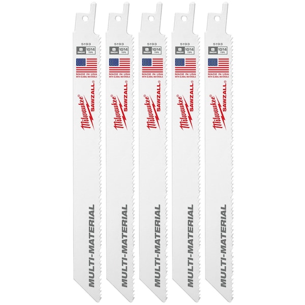 Milwaukee Tool 8" 10/14 TPI SAWZALL Blades (5 Pk) 48-00-5193 - main