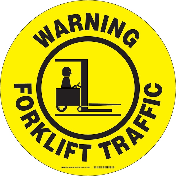Brady WARNING Floor Safety Sign, 17in Dia x 0.011in D, Polyester 104512 - main
