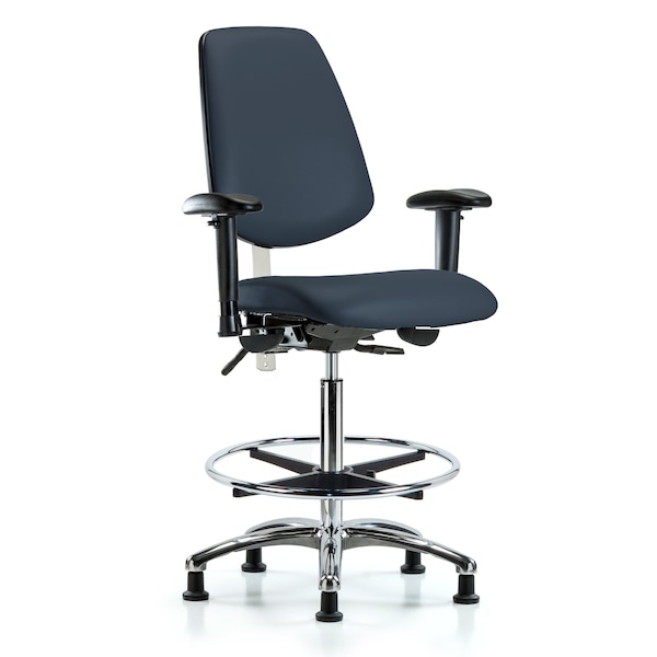Blue Ridge Ergonomics Clean Room Chair Vin Hi Ben Chair, Med, Bk, Gld Nav, CL100, Adjustable Arms, 26" to 35-1/2" Height BR-NCR-VHBCH-MB-CR-T1-A1-CF-RG-8582 - main