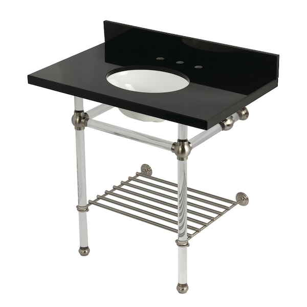 Kingston Brass 36-Inch Black Granite Console Sink with Acrylic Legs and Shelf, 8-Inch, 3-Hole KVPK36KAB8 - main
