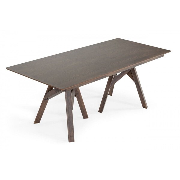 Homeroots 79" Dark Wenge Rectangular Solid Manufactured Wood And Solid Wood Dining Table 486037 - main