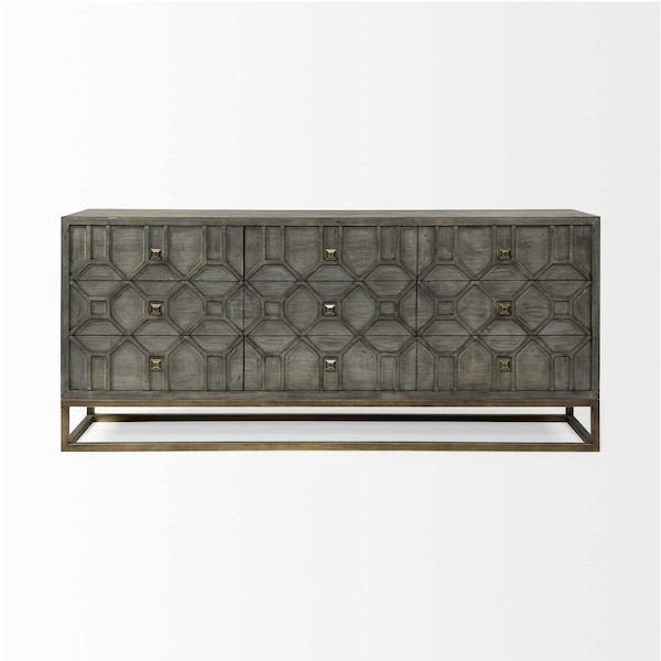 Homeroots 16in Brown And Antiqued Gold Solid Wood Nine Drawer Sideboard 380209 - main