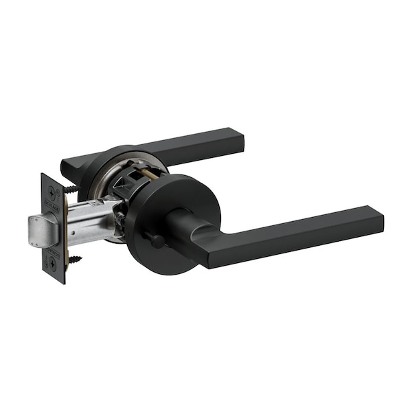 Schlage Grade 2 Bath/Bedroom Privacy Tubular Lock, Non-Keyed, Latitude Lever, A Rose, Matte Black Finish PT40 LATA 622 - main