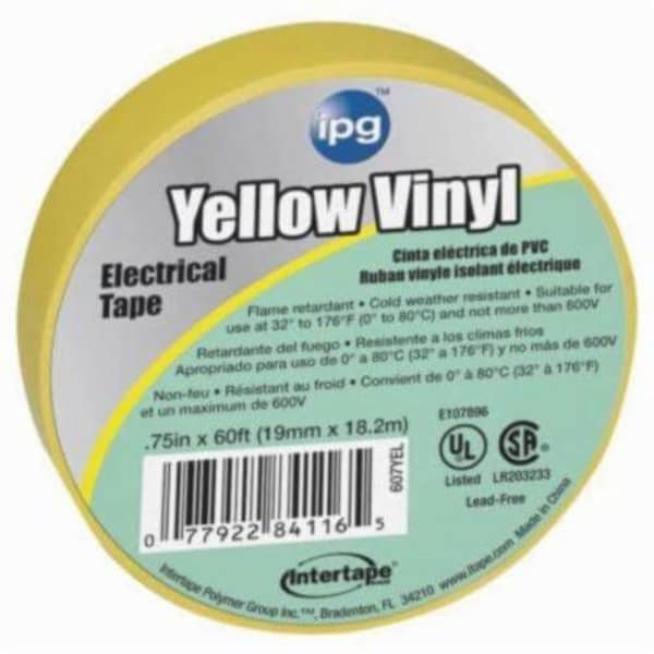 Intertape 607 General Purpose Medium-Grade Electrical Tape, 60 ft L x 3/4 in W, 7 mil Thick, Vinyl 85830 - main