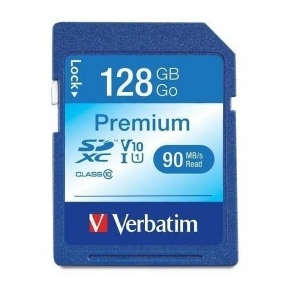 Verbatim 128GB Premium SDXC Memory Card, UHSI V10 U1 Class 10, Blue VER44025 - main
