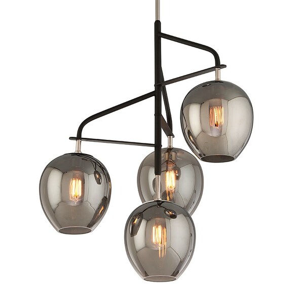 Troy Lighting Odyssey 4 Light Chandelier 29 In. Textured Black & Polish Nickel F4296-TBK/PN - main