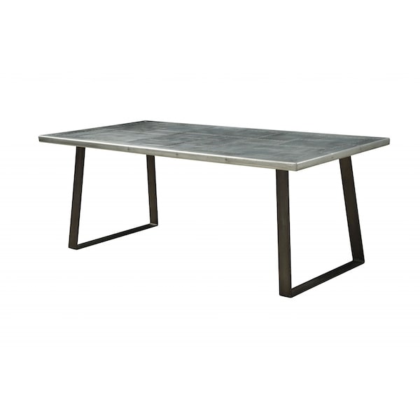 Homeroots 78" Silver And Gray Aluminum And Metal Sled Base Dining Table 318910 - main