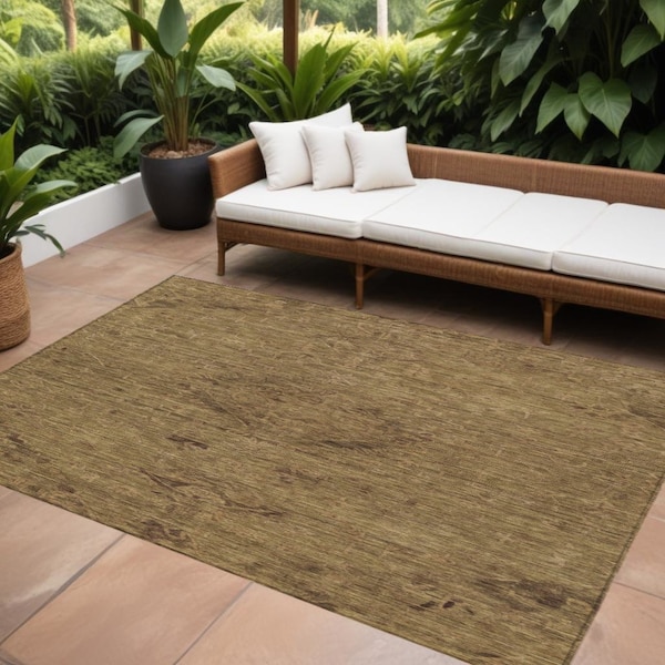 Homeroots 9' X 12' Brown And Tan Floral Washable Indoor Outdoor Area Rug 604208 - main