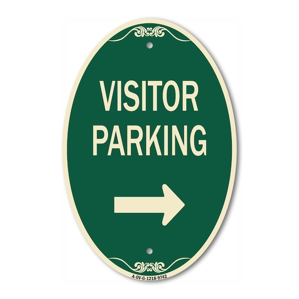 Signmission Visitor Parking With Right Arrow Green & Tan, 12 Inch X 18 Inch Designer, Heavy Gauge Aluminum A-OV-G-1218-9742 - main