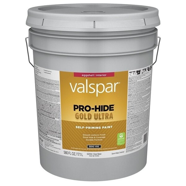 Valspar Pro-Hide Gold Ultra 6200 Latex Paint, Acrylic Base, Eggshell, Clear Base, 5 gal 028.0062004.008 - main