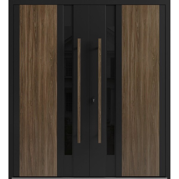 Vdomdoors Aluminum Double Doors Dekton 0163 Venezia Noce Entry Door Painted (W72xH96) Left hand Inswing DEKTON0163DEXD-VEN-W72xH96-LH-I - main