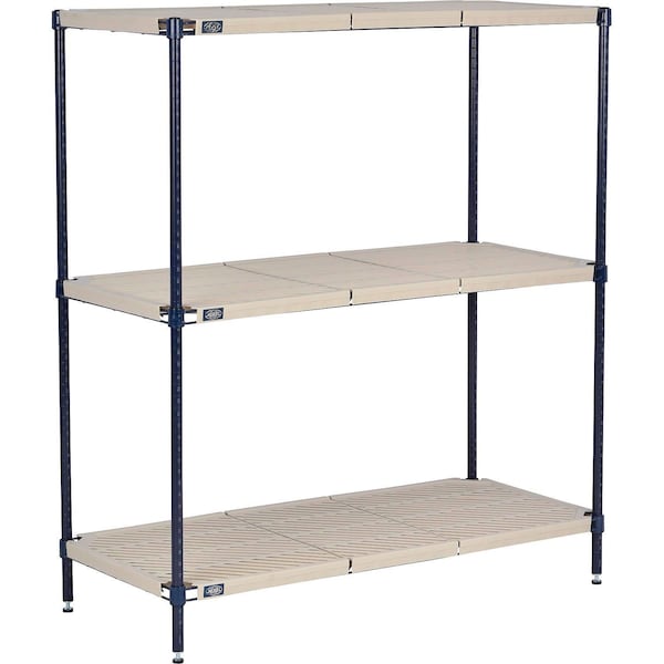 Global Industrial Nexel Nexelite 3 Shelf, Vented Plastic Mat Shelving Unit, Starter, 30"W x 18"D x 54"H B3152629 - main