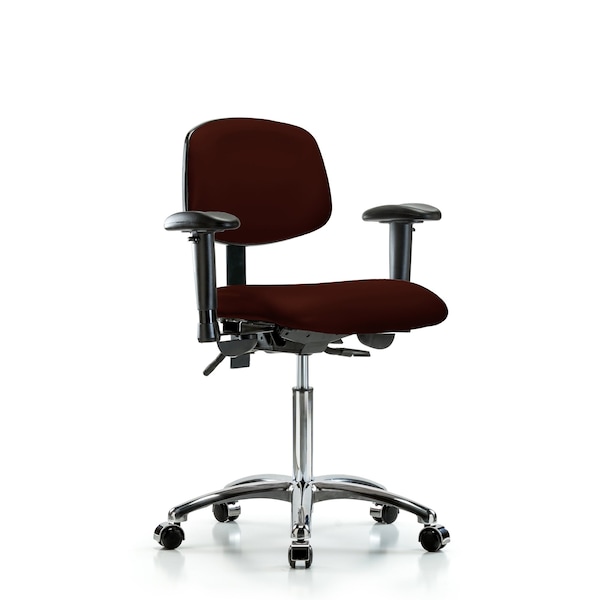 Blue Ridge Ergonomics Medium Bench Chair Chair, Vin, Med Ben, Chr Tilt AA Cast, Burg, Adjustable Arms, 22" to 29" Height BR-VMBCH-CR-T1-A1-NF-CC-8569 - main