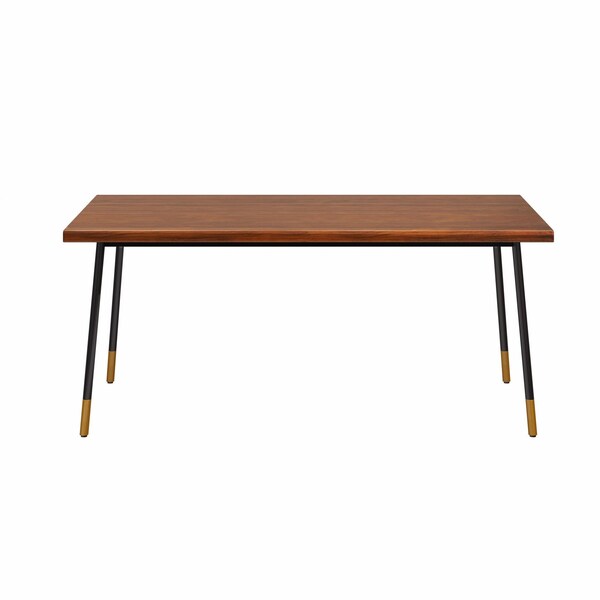 Homeroots 63" Brown Wood Dining Table with Black Steel Legs 400753 - main