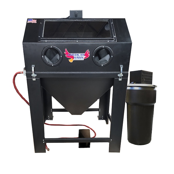 American Hawk Industrial 38inx 60in Abrasive Sandblasting Cabinet, With Dust Collector Black- Foot Pedal Blaster CL3624L-BLK - main