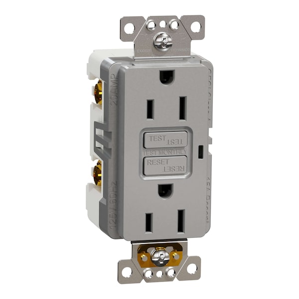 Square D Straight Blade Receptacle, 15 A, 125V AC, 2 Pole, Flush Mount, Self-Grounded SQR51101GY - main