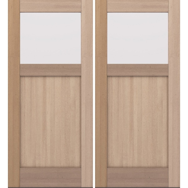 Doornmore CRF-P1G1, 74.5" x 82" ( 2x36" Door) Left Hand, Mahogany Top View Exterior Door CRF-P1G1-SW-3680_2_LI - main