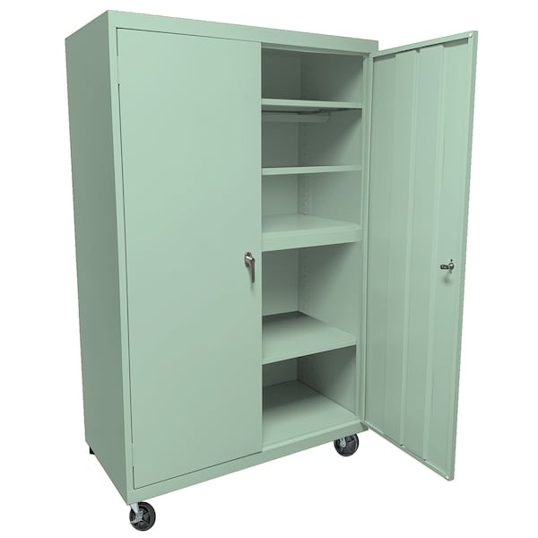 Steel Cabinets Usa Mobile Steel Storage Cabinet, 36" W, 72" H, Pastel Green, 4 Shelves MAAH-36722RB-PT GRN - main