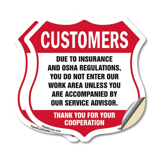 Signmission Restricted Area Shield Sign Customers Du, 18 inch X 18 inch, Vinyl Decal, 2PK SHI-D-2PACK-18-458 - main