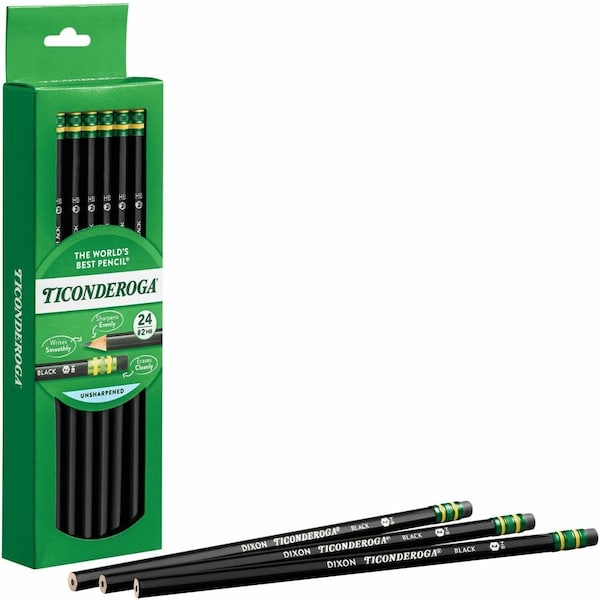 Ticonderoga Pencils, No 2 Soft, Black, Unsharpened, PK48, 48PK 13926 - main