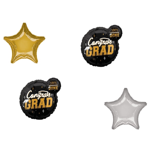 Loonballoon Graduation Grad Theme Balloon Set, 2x pcs Standard Congrats Grad Best Is Yet To Come Balloon 87269 - main
