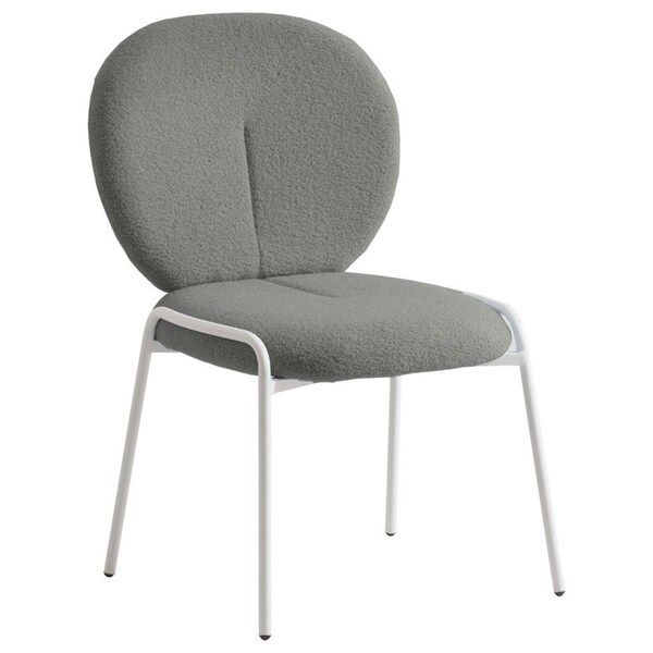 Leisuremod Celestial Boucle Dining Side Chair with White Powder Coated Iron Frame, Green CCW-23G - main