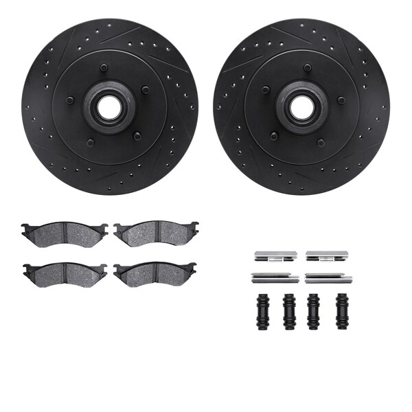 Dynamic Friction Co DFC Brake Rotor Drilled & Slotted - Black- w/Ultimate Duty Brake Pad & HW Kit 8412-54039 - main