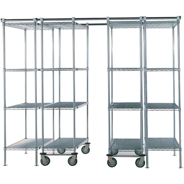 Global Industrial Nexel Space-Trac, 6 Unit, Chrome High Density Shelving, 36"W x 18"D x 88"H, 12' Length 795982 - main
