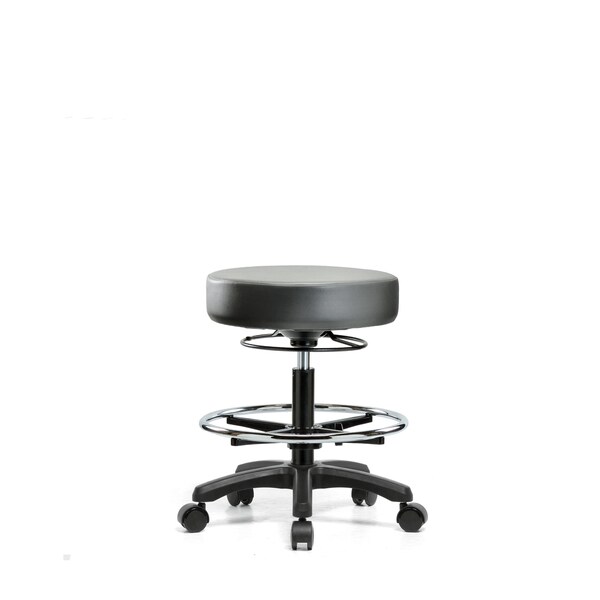 Blue Ridge Ergonomics Vinyl Mini-Stool, Med Bench, CF, Casters, Sterling BR-VMBMS-RG-CF-RC-8840 - main
