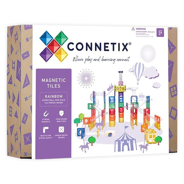 Connetix Magnetic Tiles Super Ball Run Pack, 134-Piece Set CT-R-00134-BR - main