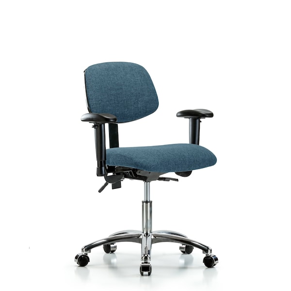 Blue Ridge Ergonomics Desk Chair Desk Chair, Fab, Chr Tilt AA Casters, Blu, Adjustable Arms, 19" to 24" Height, Fabric, Blue BR-FDHCH-CR-T1-A1-CC-F43 - main