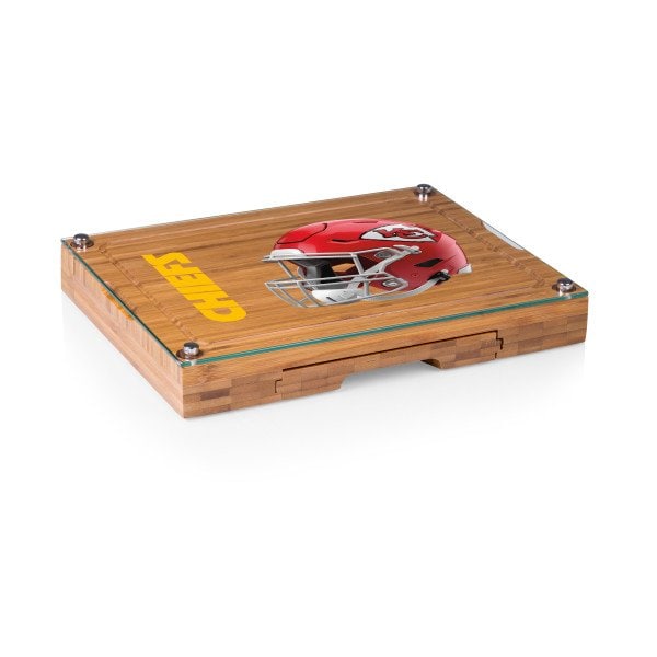 Picnic Time Family Of Brands NFL Kansas City Chiefs - Concerto Glass Top Cheese Cutting Board & Tools Set 919-00-505-164-2 - main