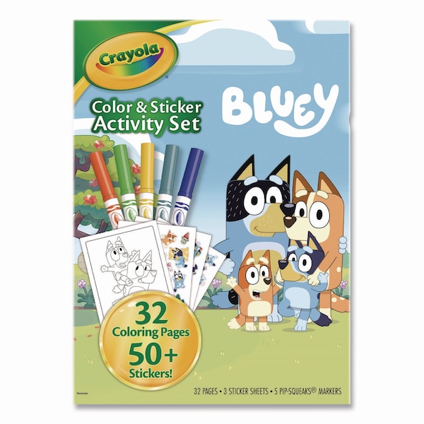 Crayola Bluey Color and Sticker Activity Set, 32 Coloring Sheets, 51 Stickers, 5 Pip-Squeaks Markers 04-2743 - main