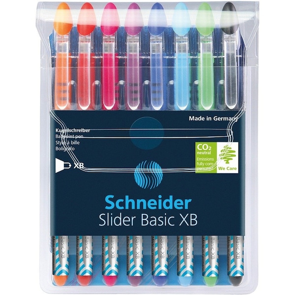 Schneider Pen Slider Basic XB Ballpoint Pen Viscoglide Ink, 1.4 mm, 8-Colors 151298 - main