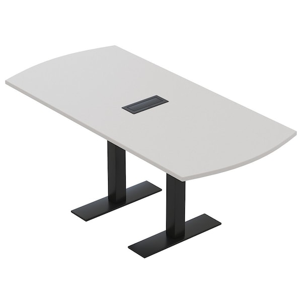 Skutchi Designs 6ft Conference Table W/ Power Unit | 6 Person Modular Arc Rectangle Meeting Table | Harmony Series HAR-AREC-36X72-T.BK-U779-EBLK - main