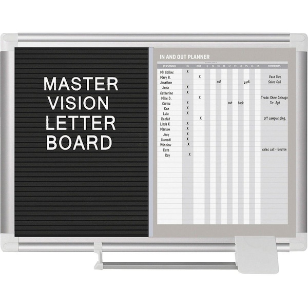 Mastervision In/Out Board, Steel, 18 in, 24 in, Aluminum Frame, Black/White, Matte GA0287830 - main